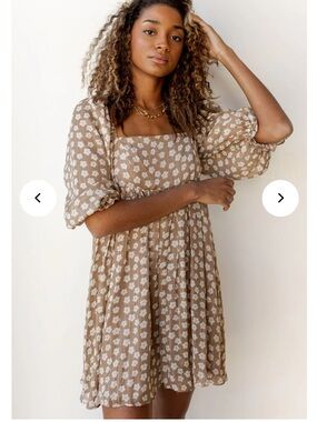 NWT For Good Floral Babydoll Puff Sleeve Dress M